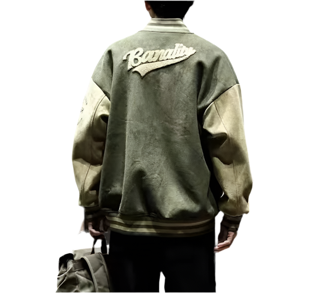 American Embroidered Suede Varsity Pilot Jacket