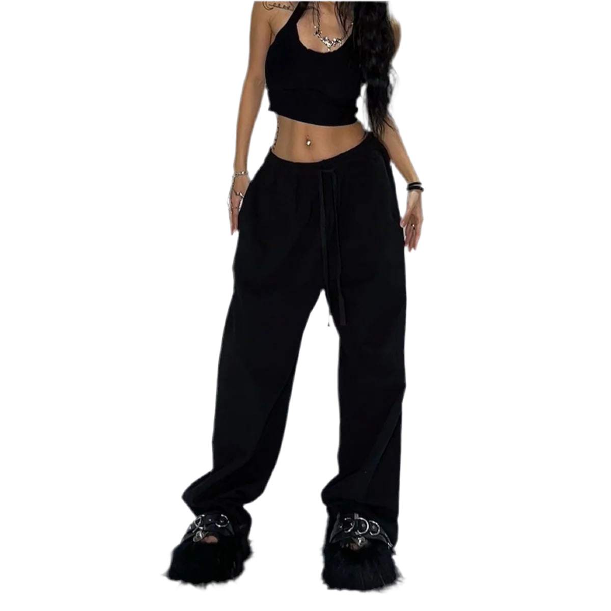 Y2K Lace-Up Baggy Sweatpants