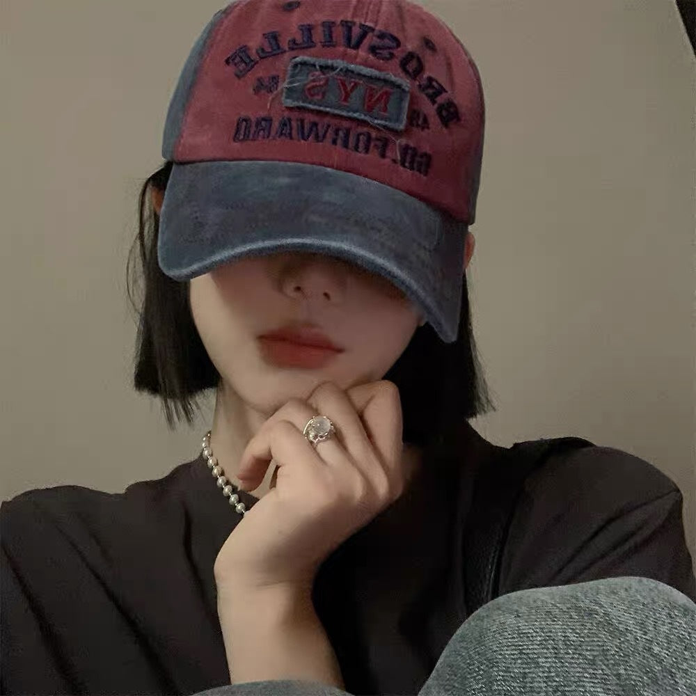 Washed Embroidered Denim Street Cap