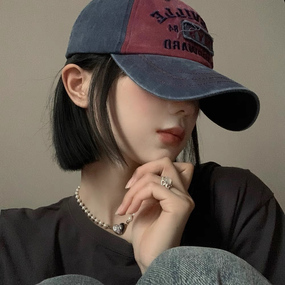Washed Embroidered Denim Street Cap