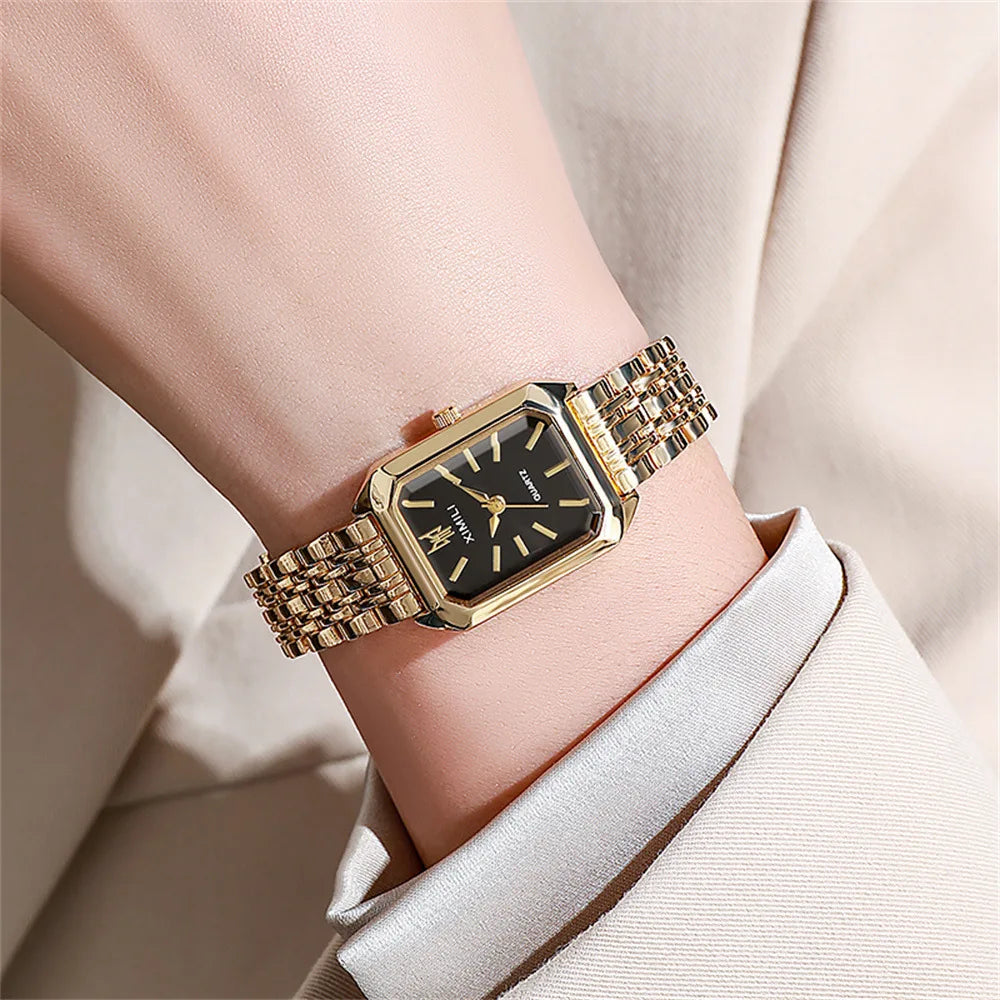 Luxe Square Watch - Gold Alloy Strap (2025)
