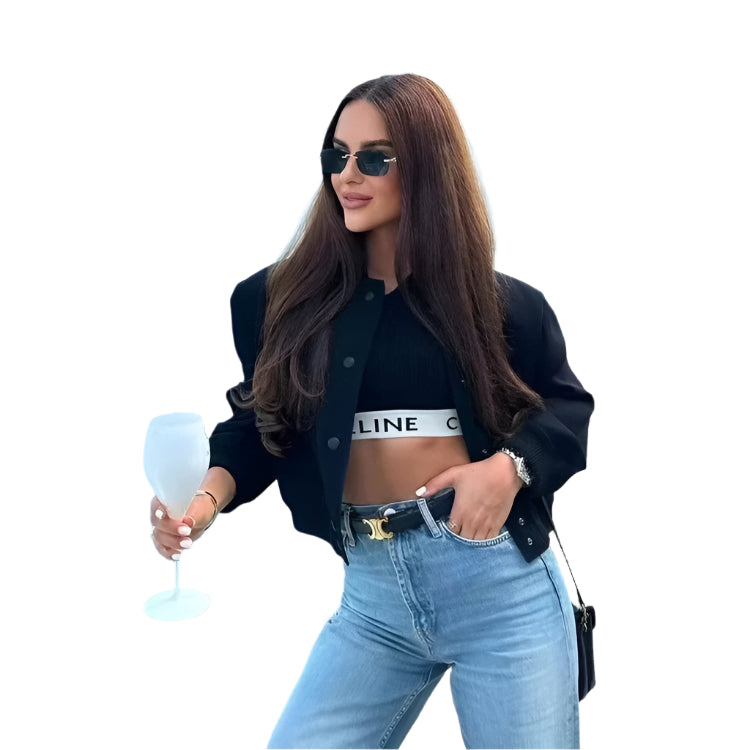 Cropped Aviator Bomber Jacket