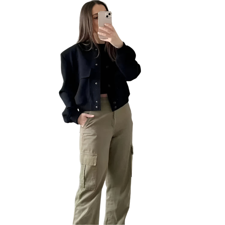 Cropped Aviator Bomber Jacket