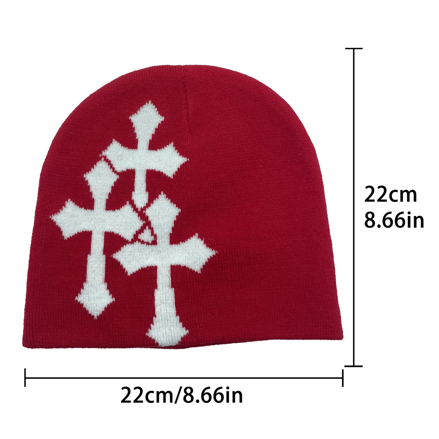 Y2K Crucifix Jacquard Knit Beanie (2022)