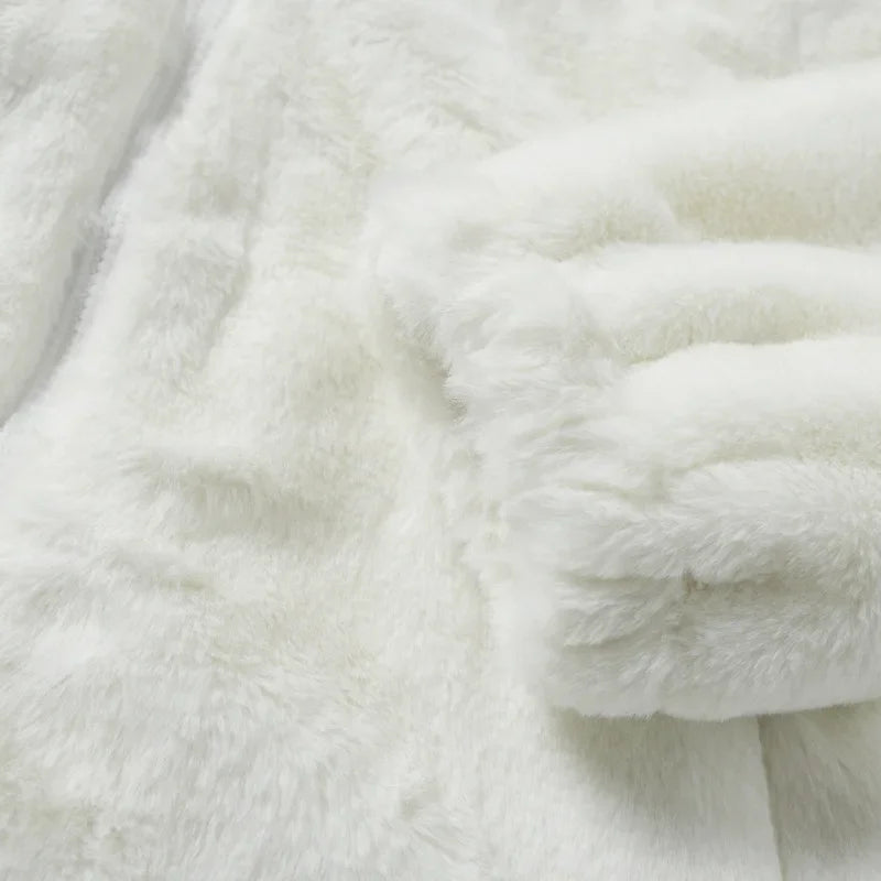 Close-up of white fluffy fabric texture