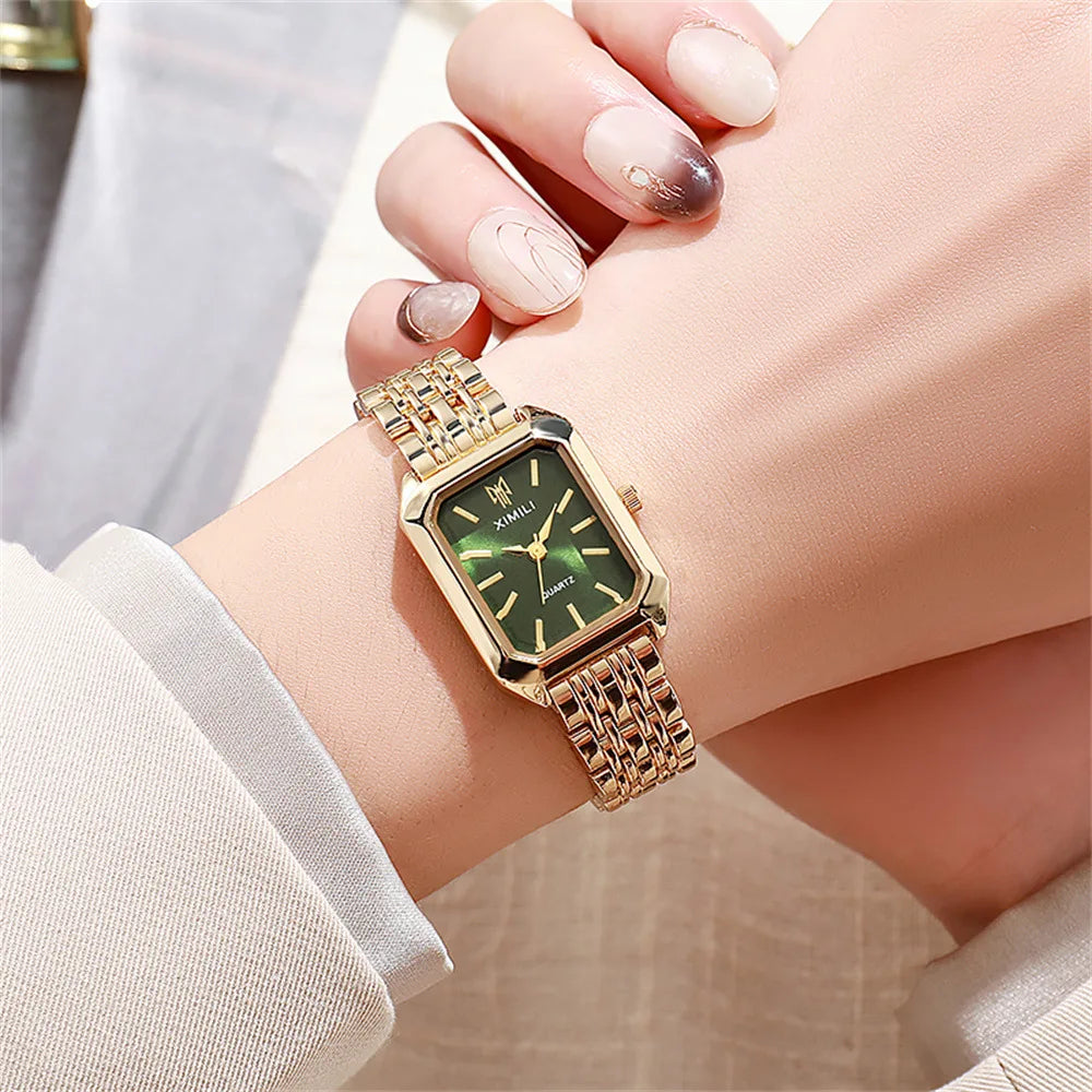 Luxe Square Watch - Gold Alloy Strap (2025)