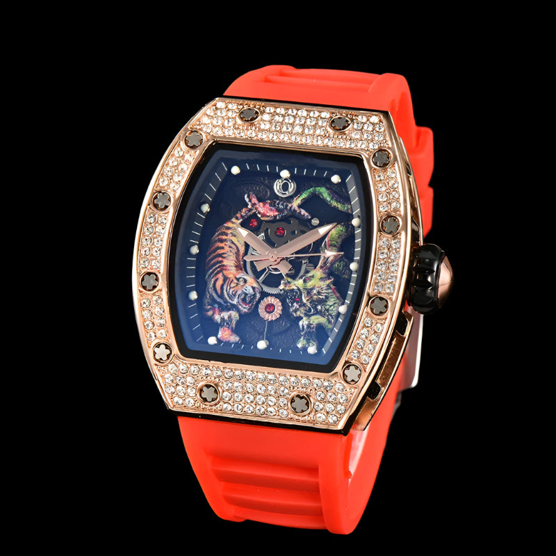 Electro-Plated 'Diamond' Barrel Quartz Watch