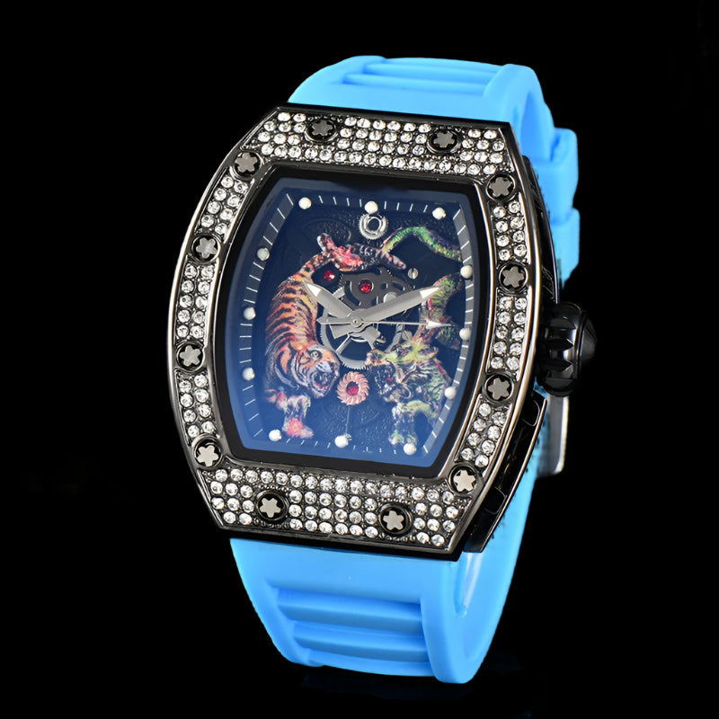Electro-Plated 'Diamond' Barrel Quartz Watch