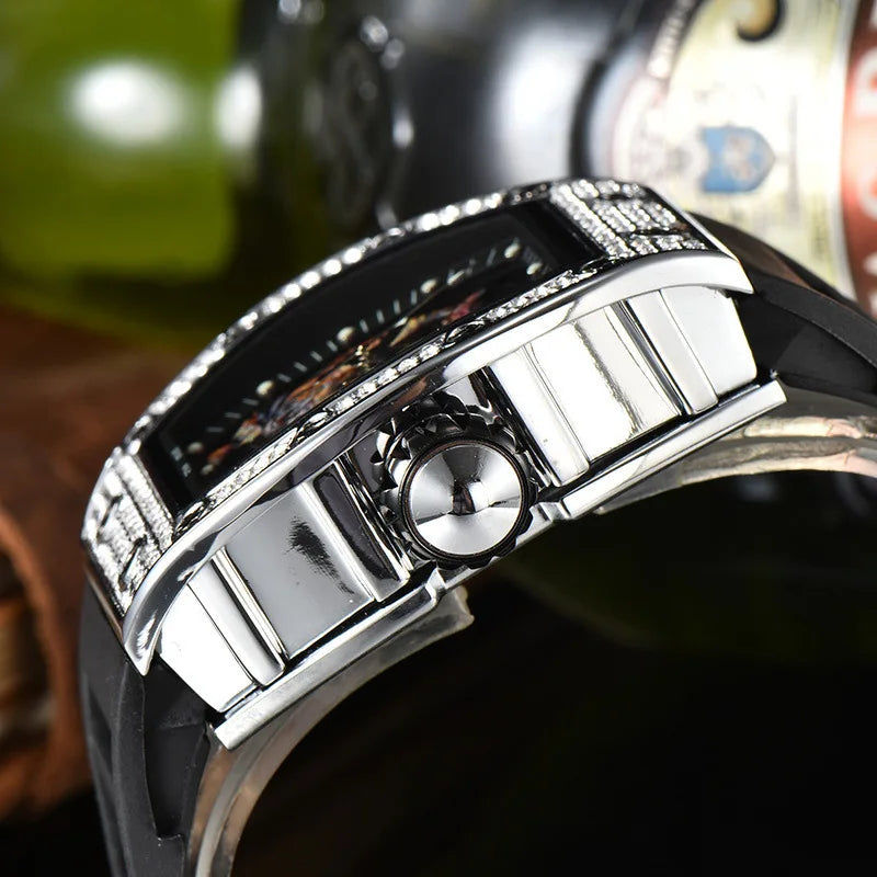 Electro-Plated 'Diamond' Barrel Quartz Watch