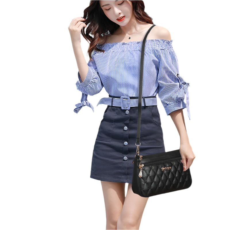 'Sac a Main' Embroidered Leather Messenger Handbag