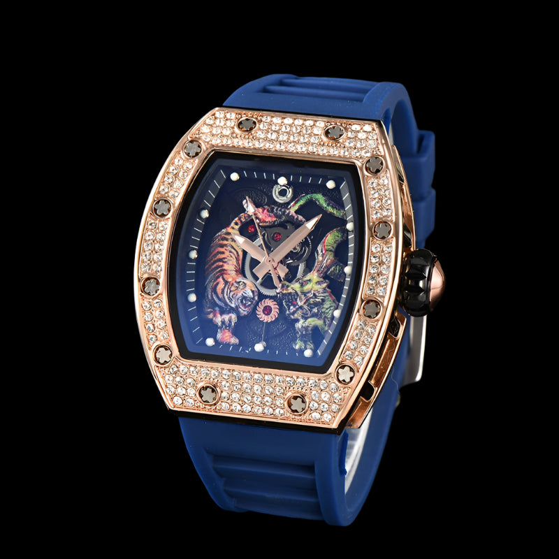 Electro-Plated 'Diamond' Barrel Quartz Watch