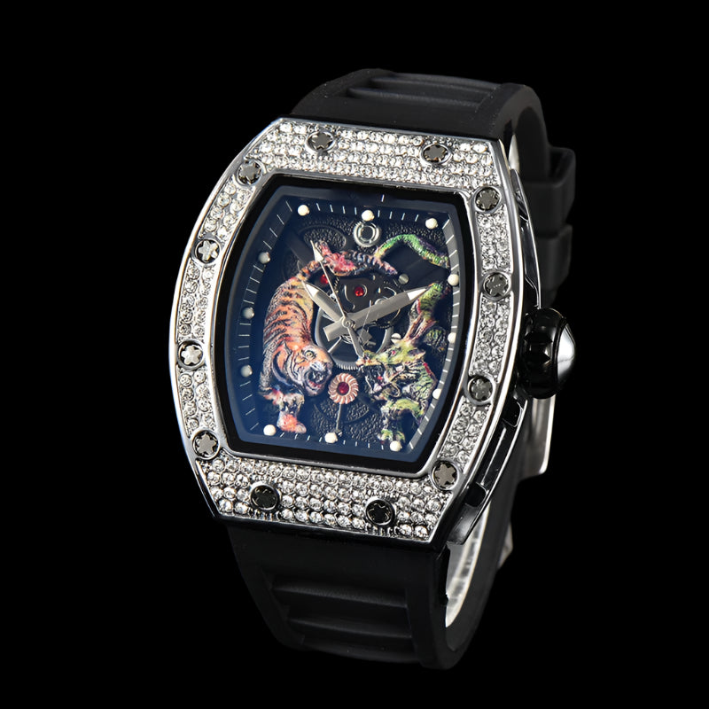 Electro-Plated 'Diamond' Barrel Quartz Watch