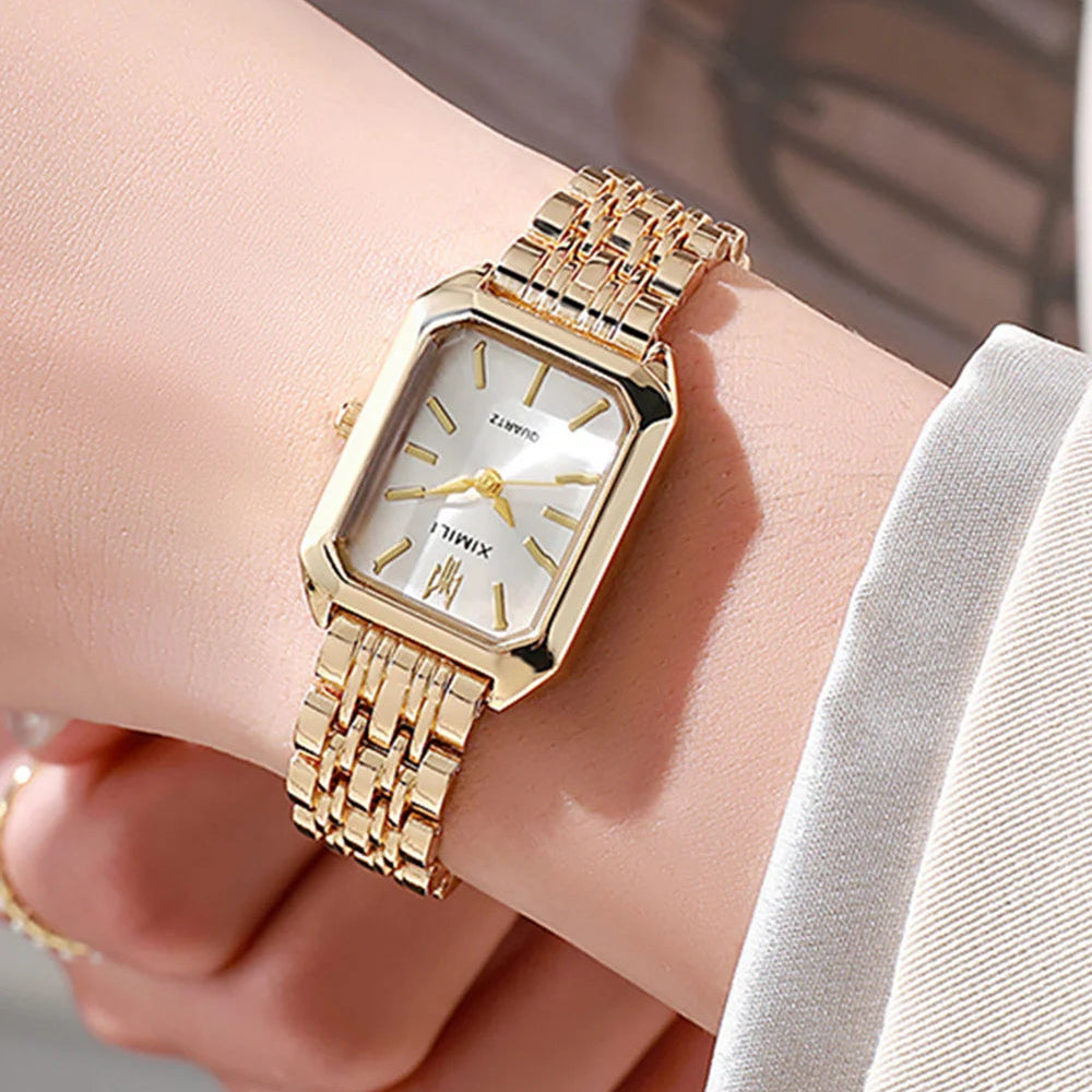 Luxe Square Watch - Gold Alloy Strap (2025)