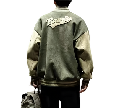 American Embroidered Suede Varsity Pilot Jacket