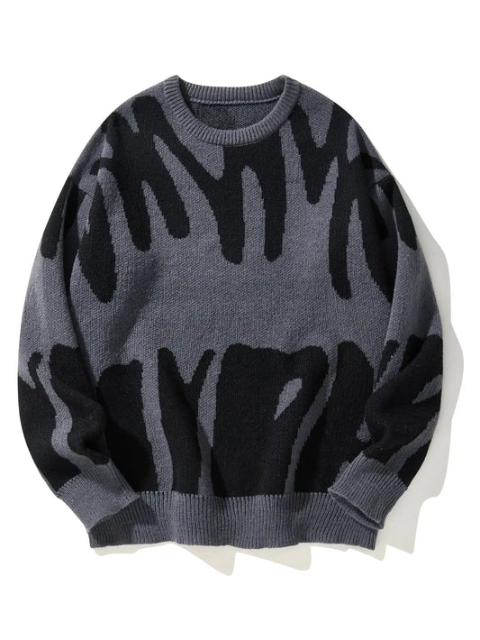 Irregular Jacquard Contrast Sweater