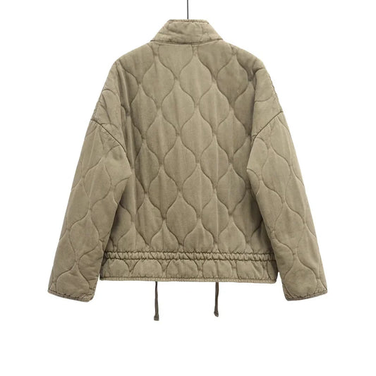 High Collar Vintage Quilted Cotton Jacket (2024)