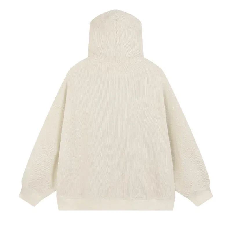 Y2K Corduroy Zip Up Foam Hoodie