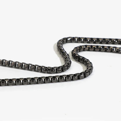 Black metal chain on a white background