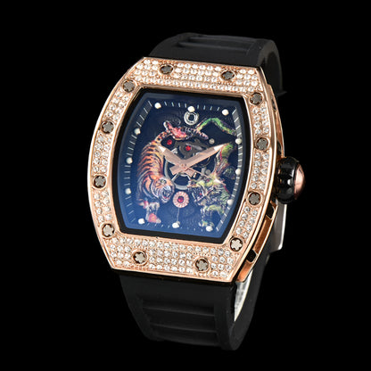Electro-Plated 'Diamond' Barrel Quartz Watch