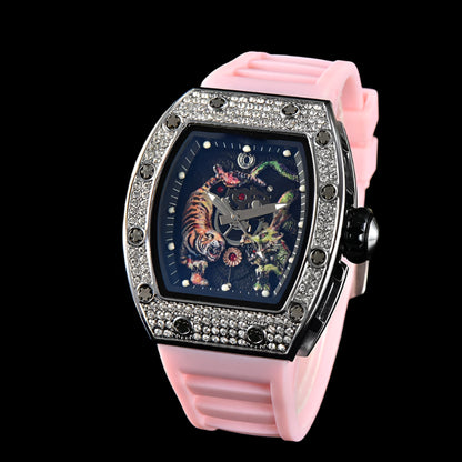 Electro-Plated 'Diamond' Barrel Quartz Watch