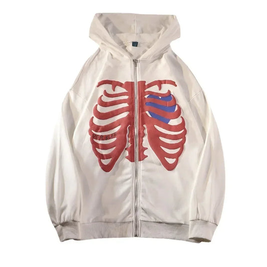 Y2K Skeleton Zip-Up Hoodies