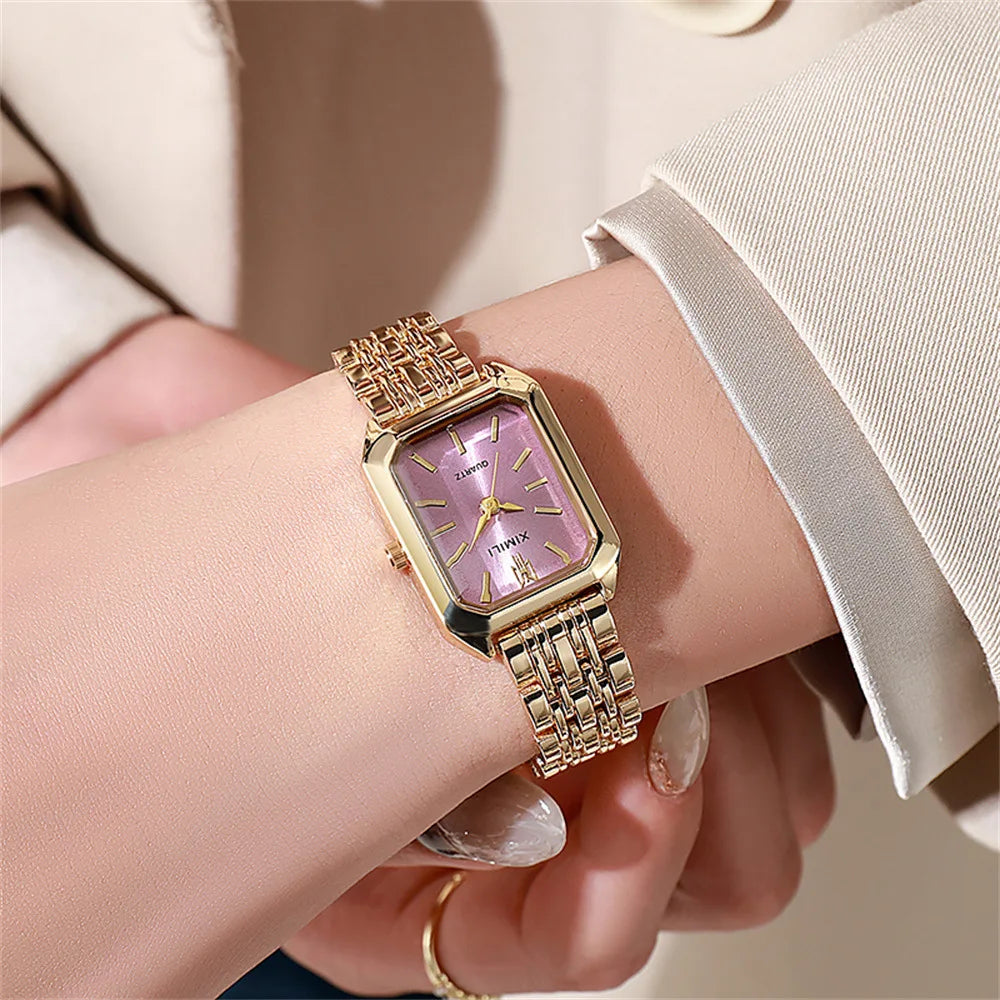 Luxe Square Watch - Gold Alloy Strap (2025)
