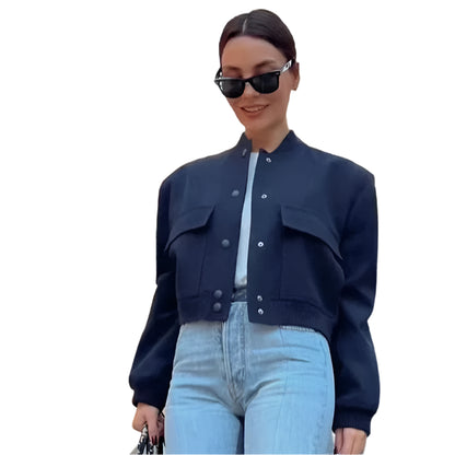 Cropped Aviator Bomber Jacket
