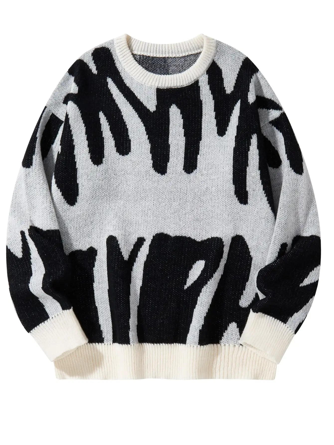 Irregular Jacquard Contrast Sweater
