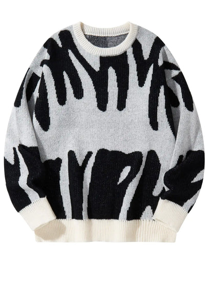 Irregular Jacquard Contrast Sweater