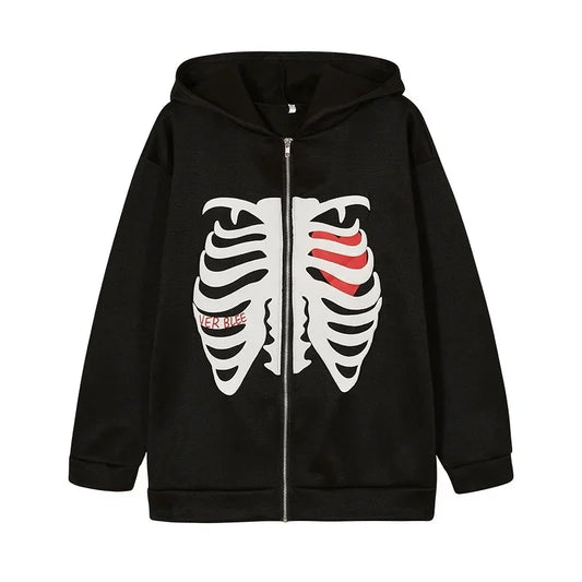 Y2K Skeleton Zip-Up Hoodies