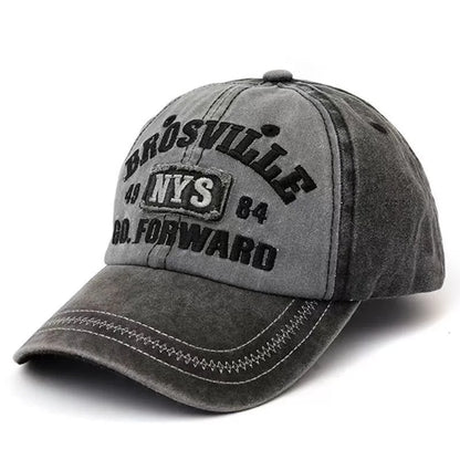 Washed Embroidered Denim Street Cap