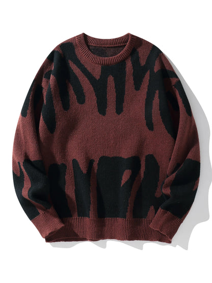 Irregular Jacquard Contrast Sweater