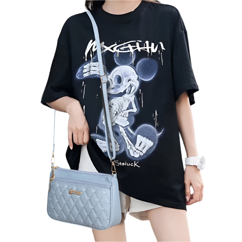 'Sac a Main' Embroidered Leather Messenger Handbag