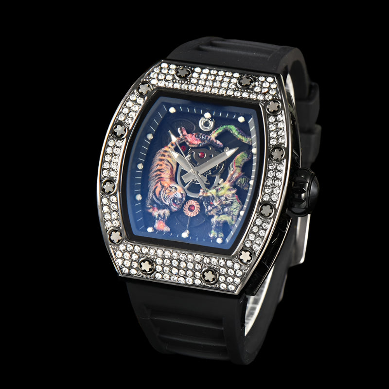 Electro-Plated 'Diamond' Barrel Quartz Watch