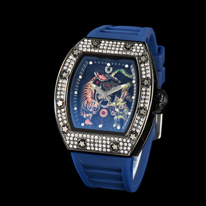 Electro-Plated 'Diamond' Barrel Quartz Watch