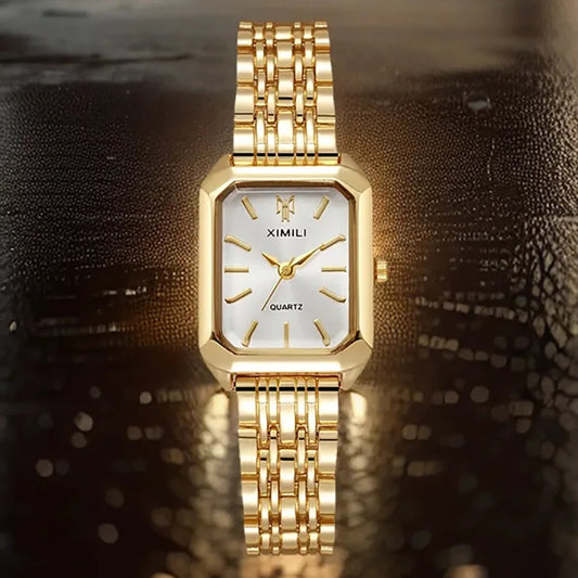 Luxe Square Watch - Gold Alloy Strap (2025)