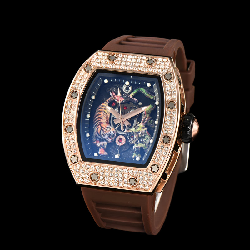 Electro-Plated 'Diamond' Barrel Quartz Watch
