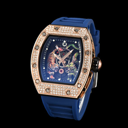 Electro-Plated 'Diamond' Barrel Quartz Watch