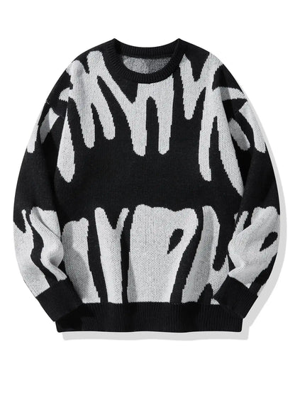 Irregular Jacquard Contrast Sweater