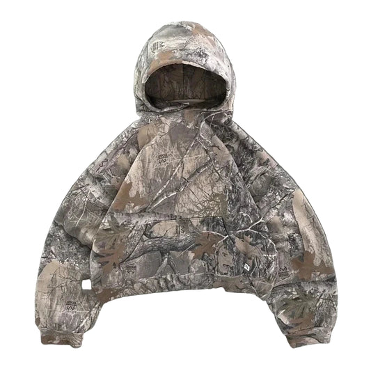 Camouflage hoodie on a gray background