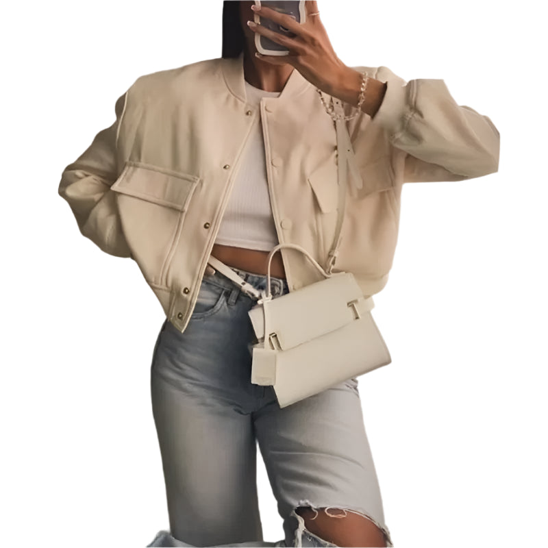 Cropped Aviator Bomber Jacket