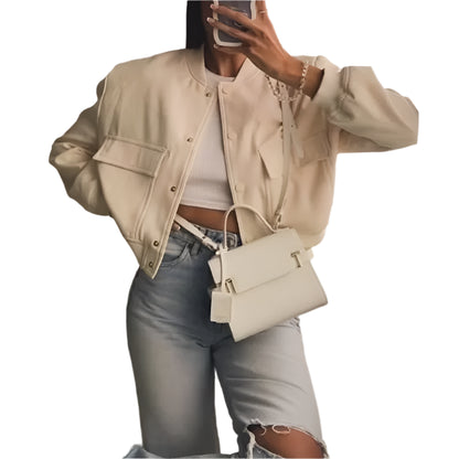 Cropped Aviator Bomber Jacket
