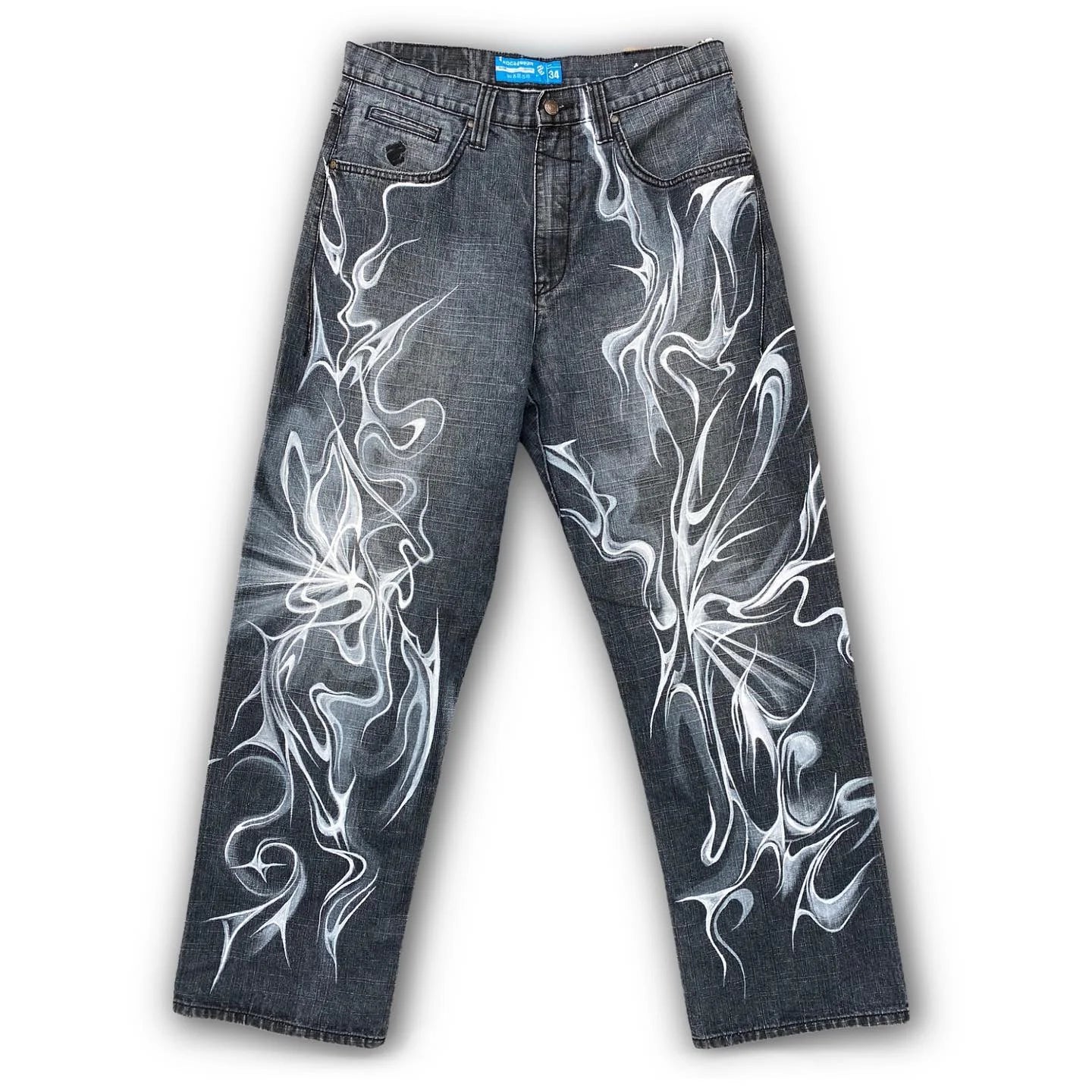 Wide Leg 'Light' Chrome Graffiti Denim Jeans