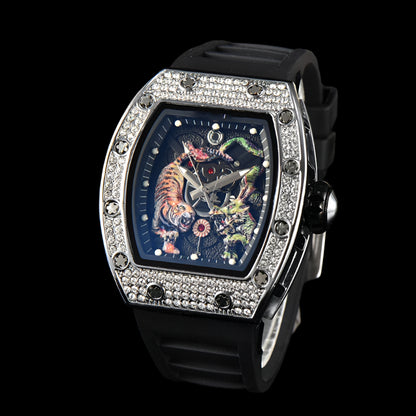 Electro-Plated 'Diamond' Barrel Quartz Watch