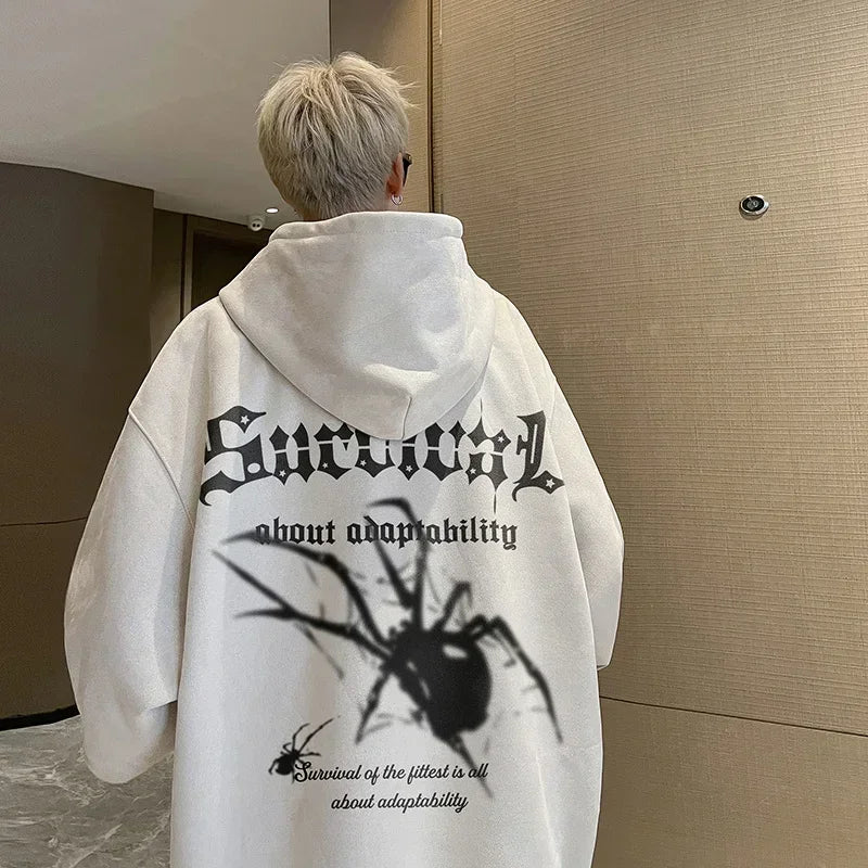 Oversized Spiderweb Graphic Hoodie