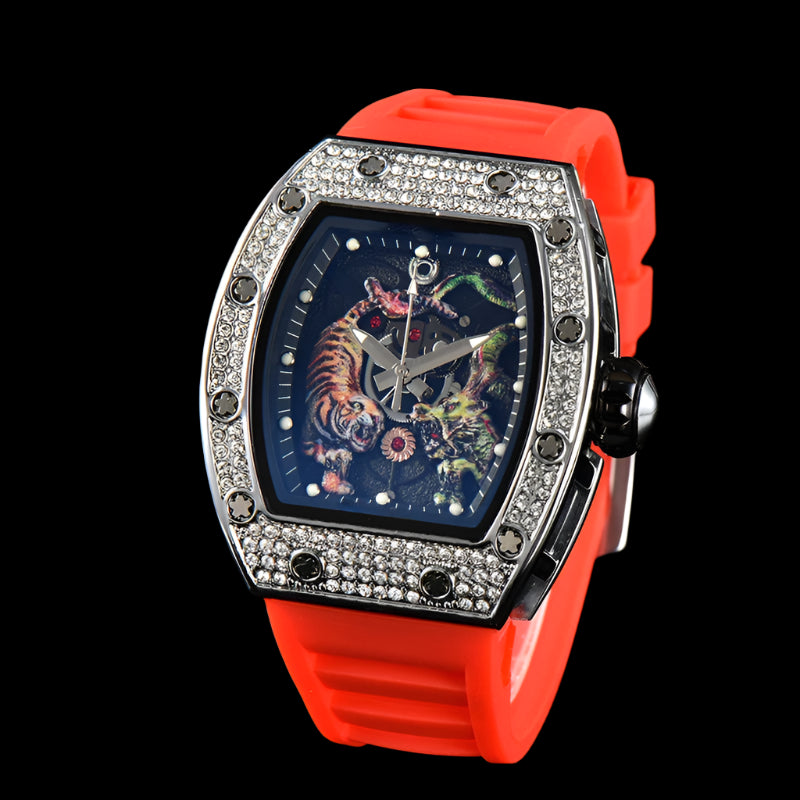 Electro-Plated 'Diamond' Barrel Quartz Watch