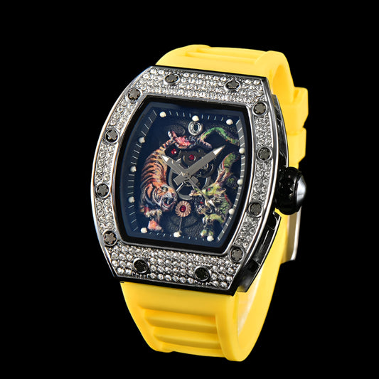 Electro-Plated 'Diamond' Barrel Quartz Watch